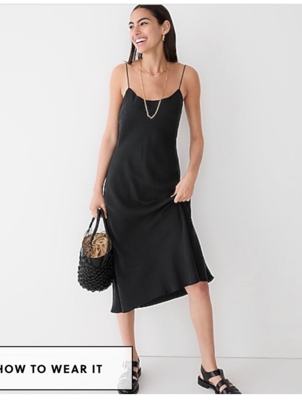 J. Crew Gwyneth cupro blend slip dress in black